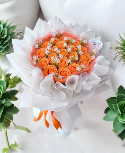 Bó hao hồng sáp Cam