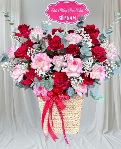 Giỏ hoa tươi đẹp rẻ giao tận nơi tại bình long 
