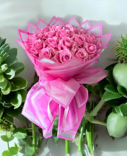 Bó hoa hồng sáp hồng