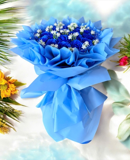 Bó hoa hồng sáp xanh